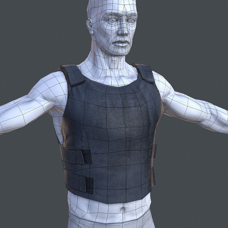 Lowpoly Police Bullet-Proof Vest Low-poly 3D model_2