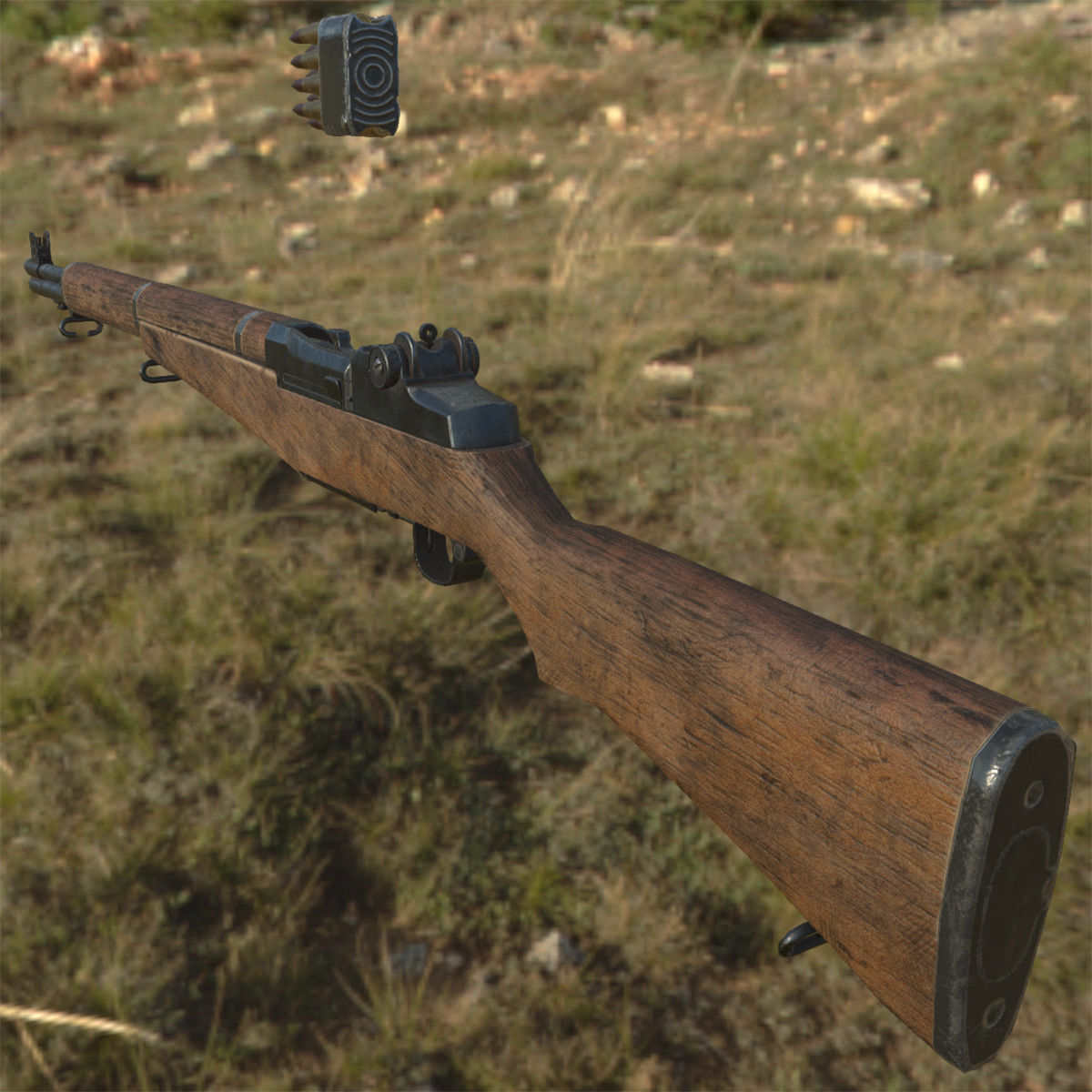 Lowpoly M1 Garand Rifle Low-poly 3D model_5