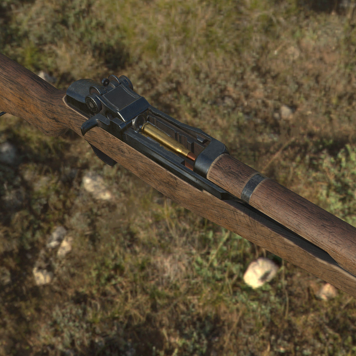 Lowpoly M1 Garand Rifle Low-poly 3D model_11