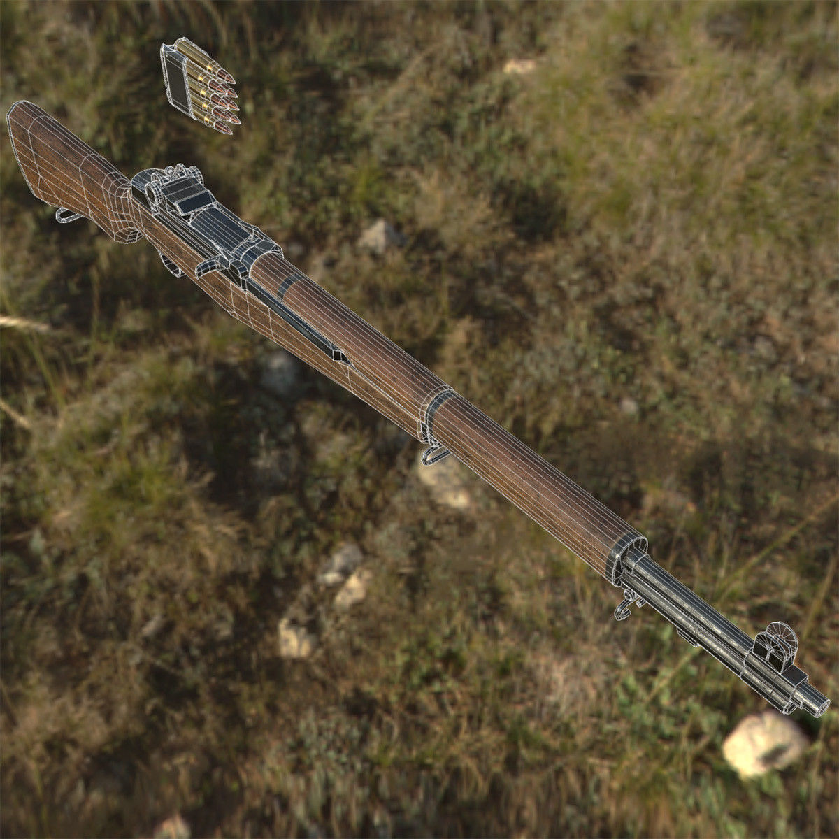 Lowpoly M1 Garand Rifle Low-poly 3D model_17