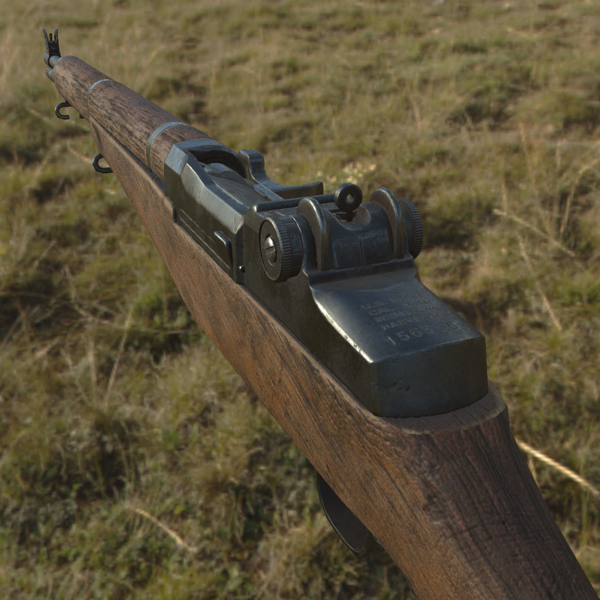 Lowpoly M1 Garand Rifle Low-poly 3D model_9