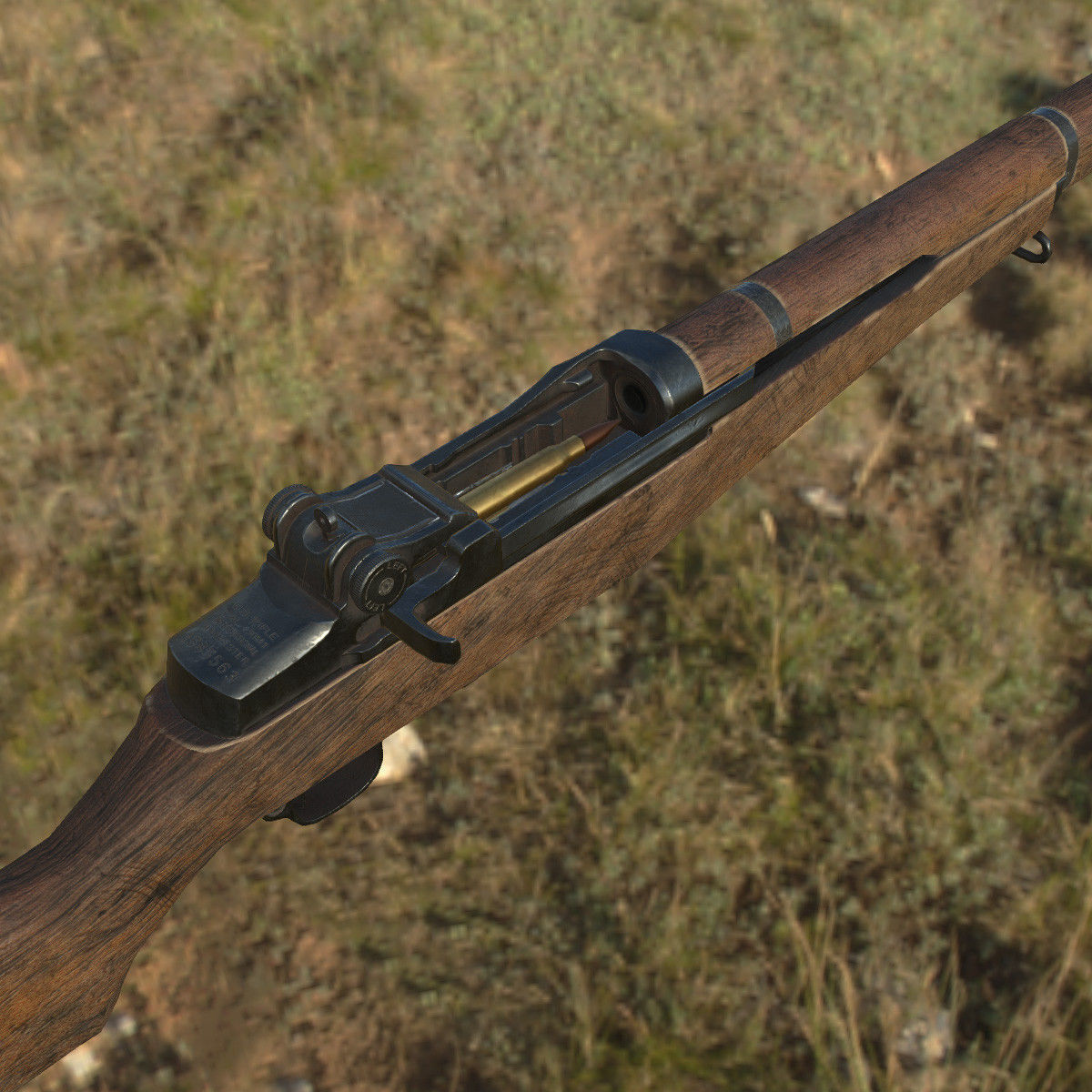 Lowpoly M1 Garand Rifle Low-poly 3D model_12