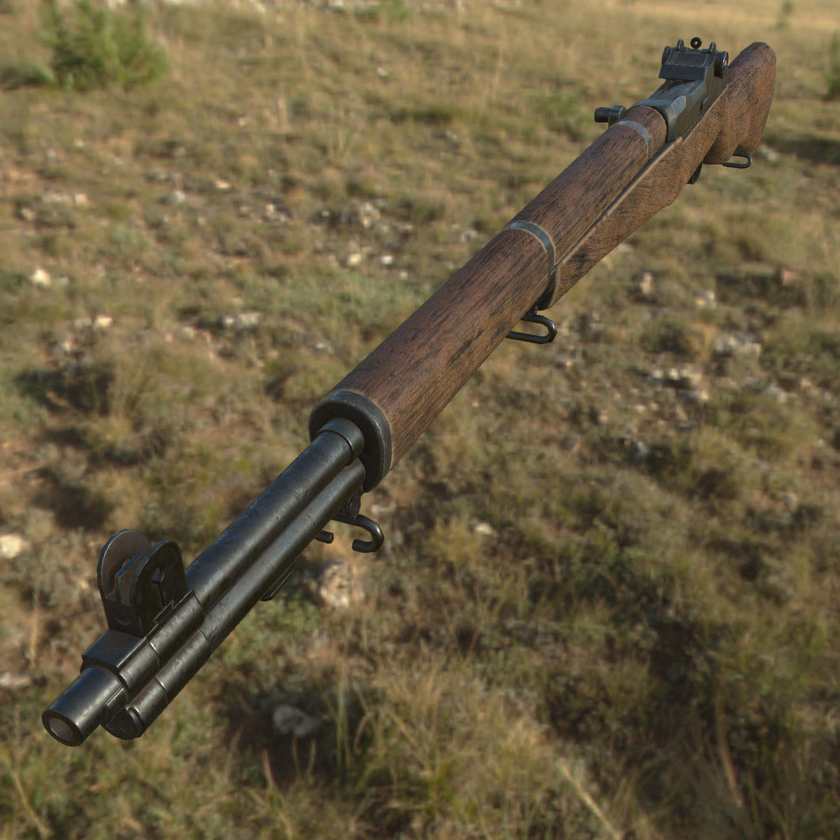 Lowpoly M1 Garand Rifle Low-poly 3D model_6