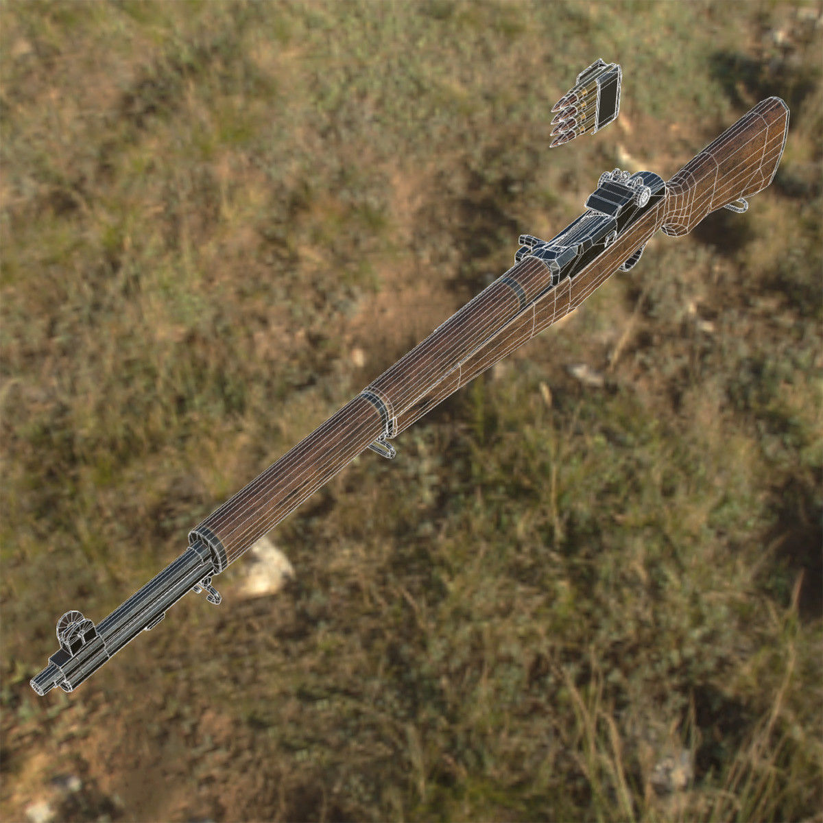 Lowpoly M1 Garand Rifle Low-poly 3D model_15