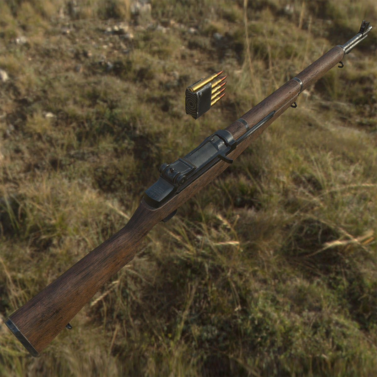 Lowpoly M1 Garand Rifle Low-poly 3D model_7