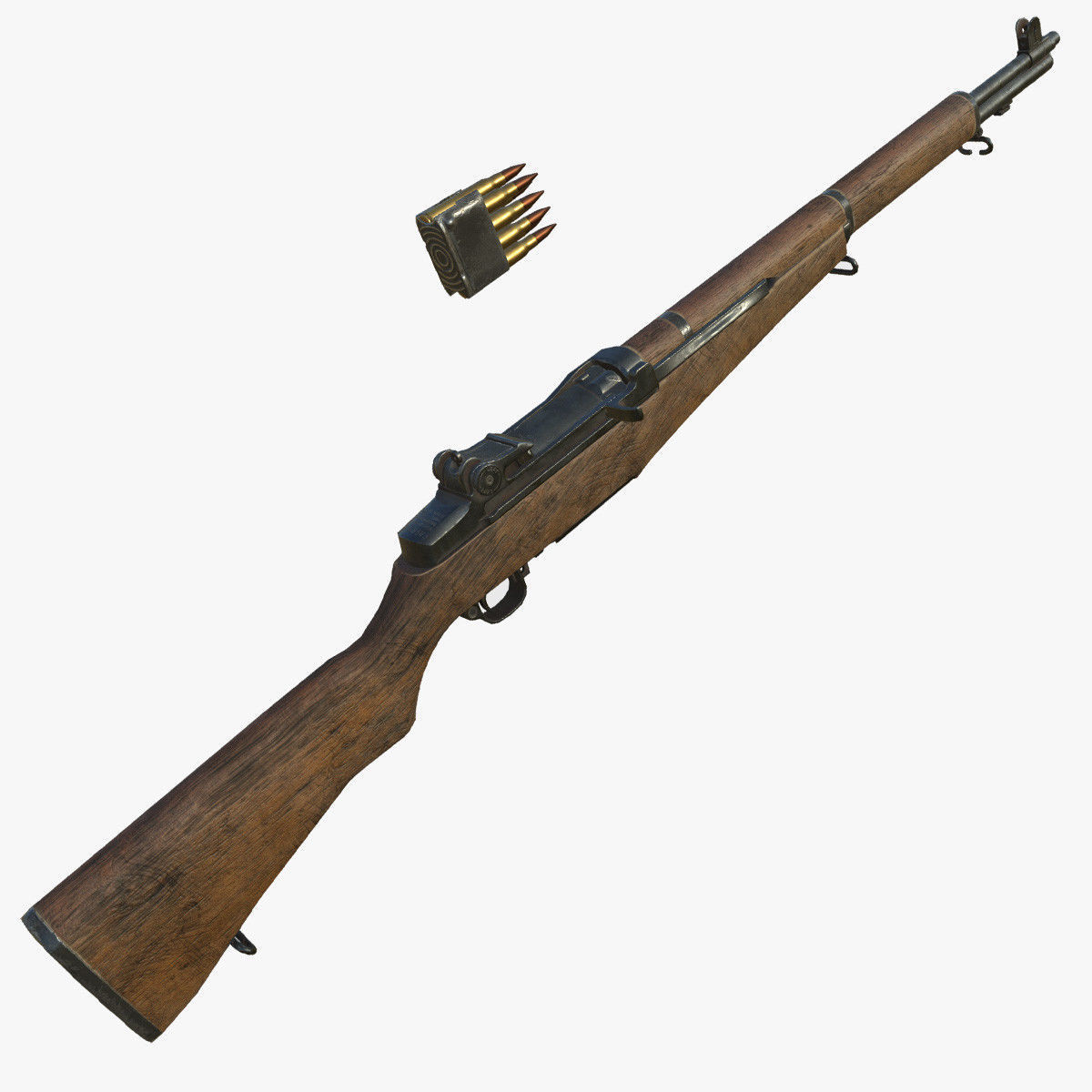 Lowpoly M1 Garand Rifle Low-poly 3D model_1