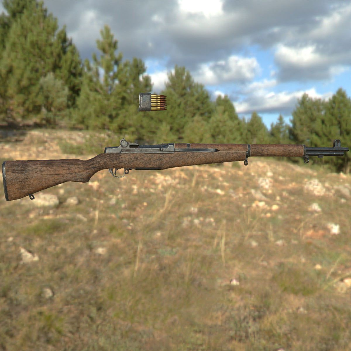 Lowpoly M1 Garand Rifle Low-poly 3D model_3