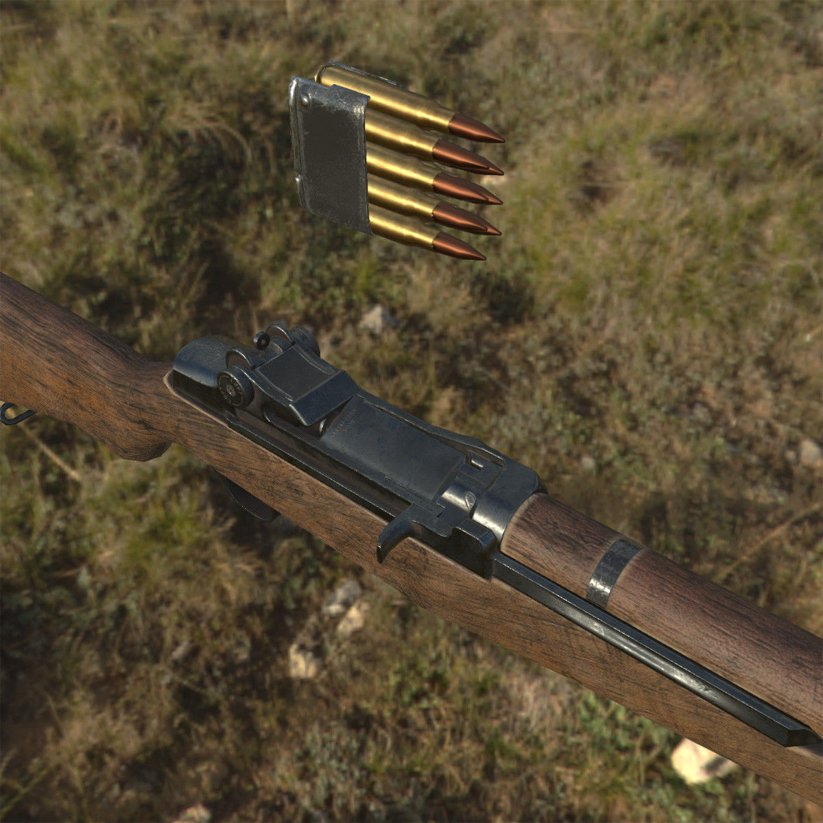 Lowpoly M1 Garand Rifle Low-poly 3D model_13