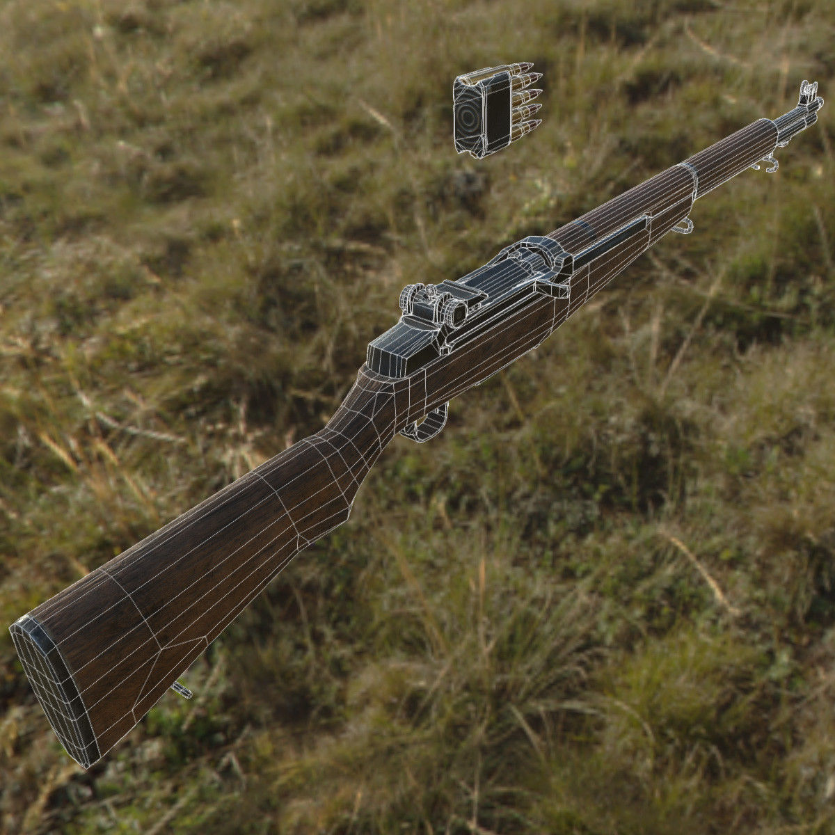 Lowpoly M1 Garand Rifle Low-poly 3D model_16