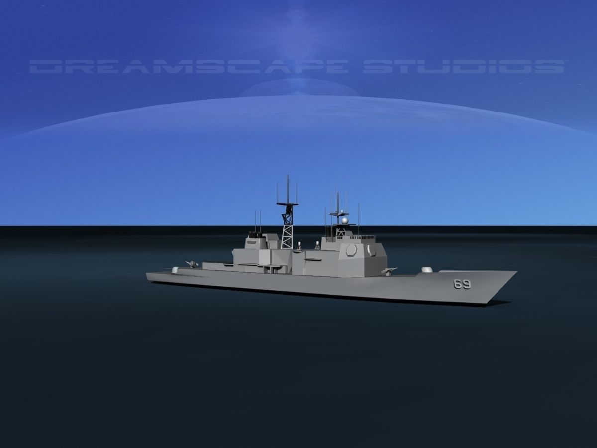 USS Vicksburg CG-69 LP Low-poly 3D model_4