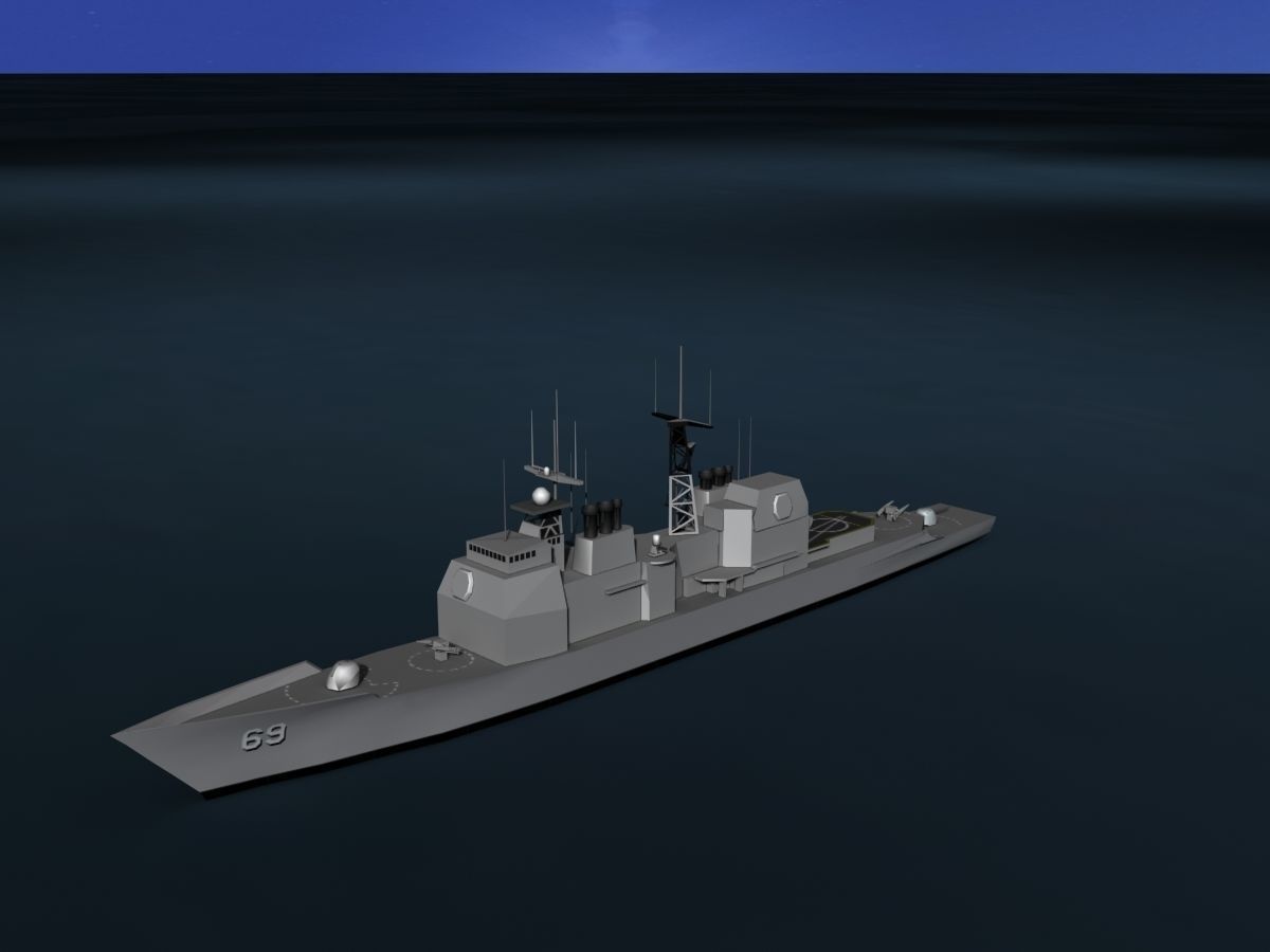 USS Vicksburg CG-69 LP Low-poly 3D model_10