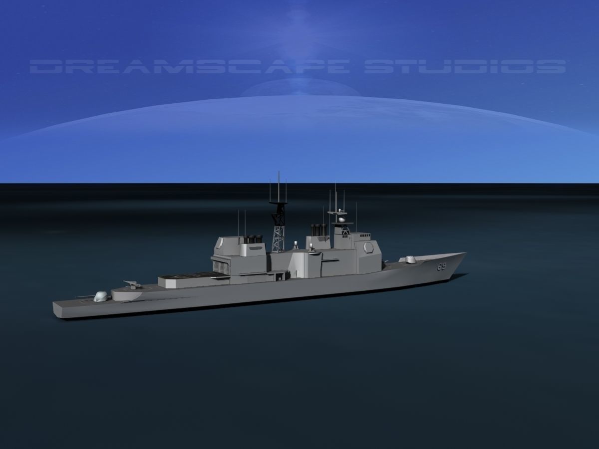USS Vicksburg CG-69 LP Low-poly 3D model_5