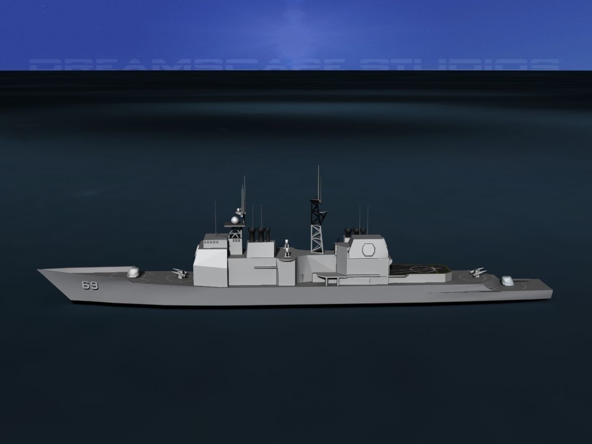 USS Vicksburg CG-69 LP Low-poly 3D model_9