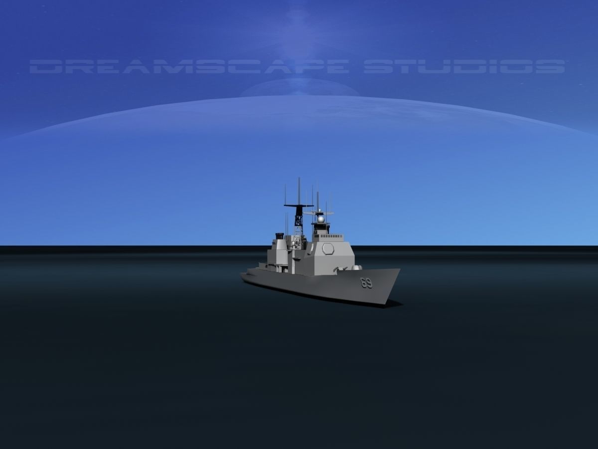 USS Vicksburg CG-69 LP Low-poly 3D model_3