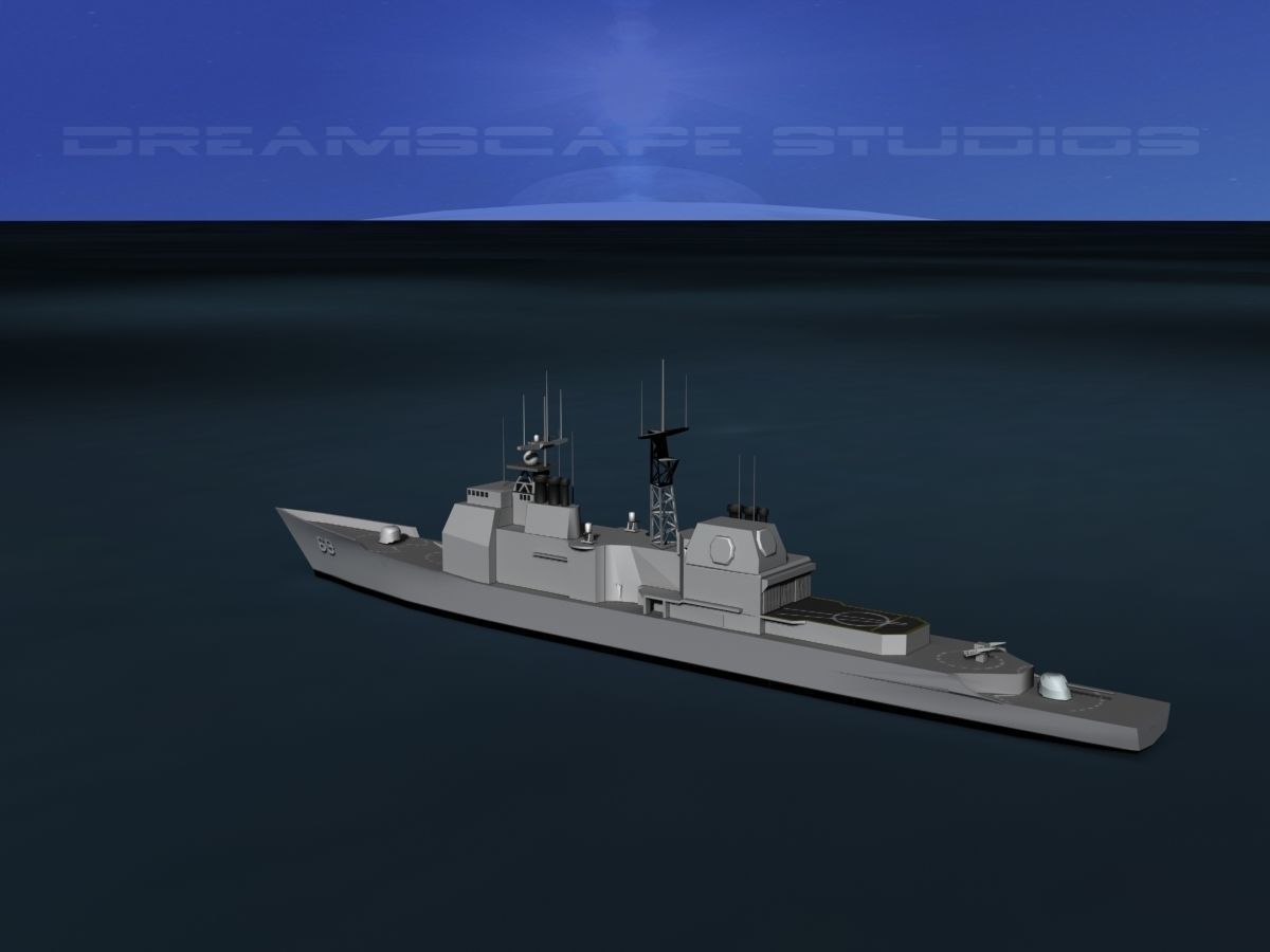 USS Vicksburg CG-69 LP Low-poly 3D model_8
