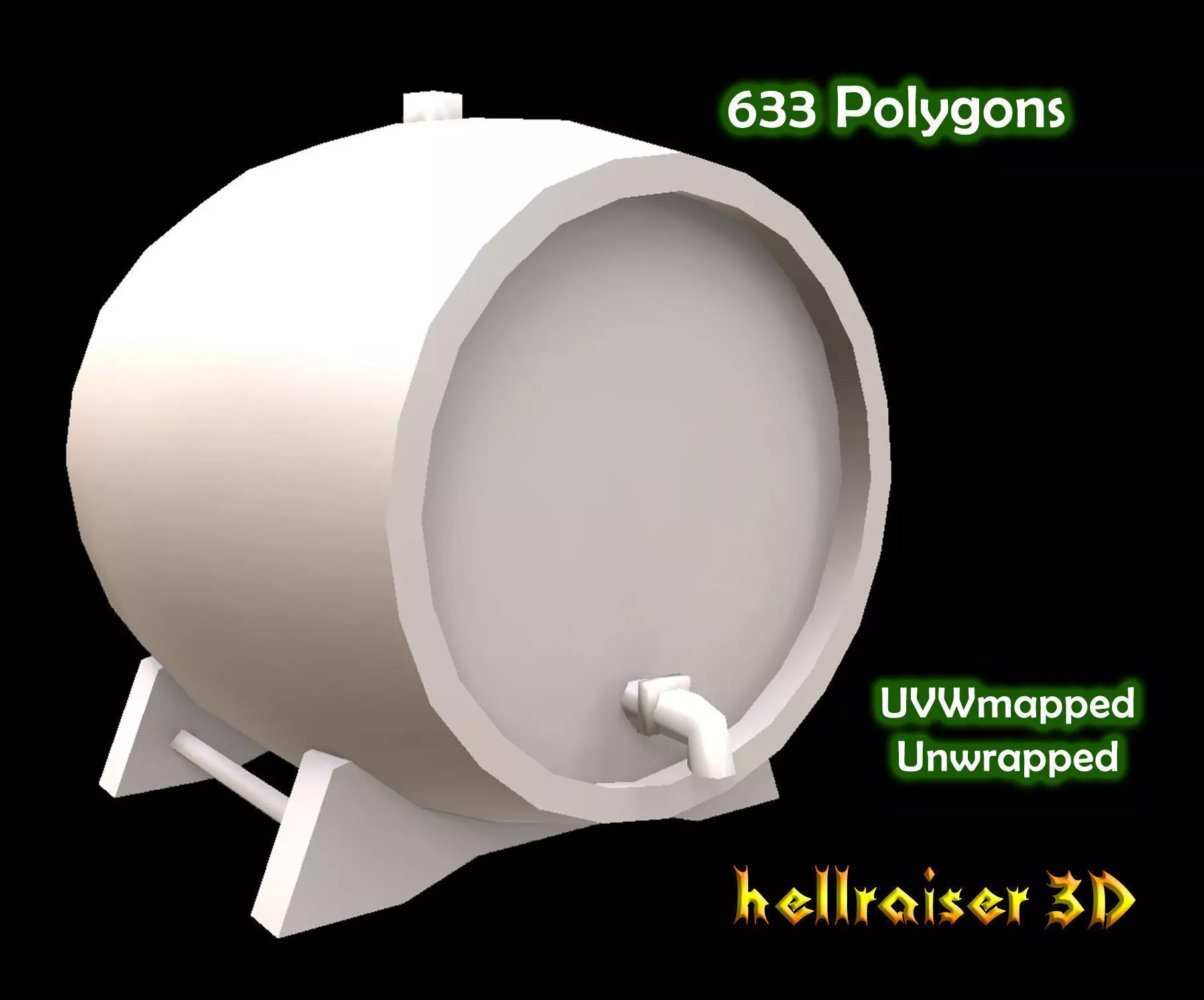 Wine Cask Low-poly 3D model_0