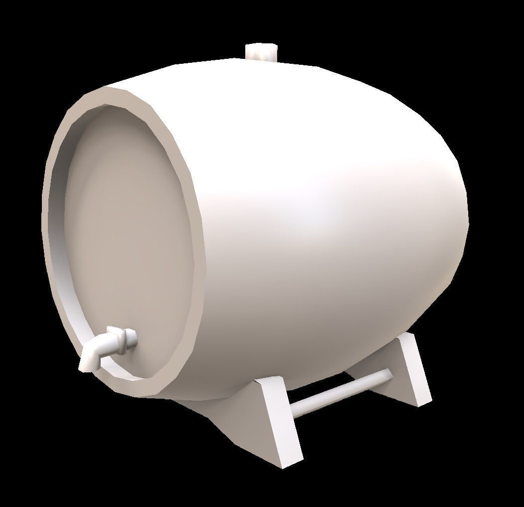 Wine Cask Low-poly 3D model_2