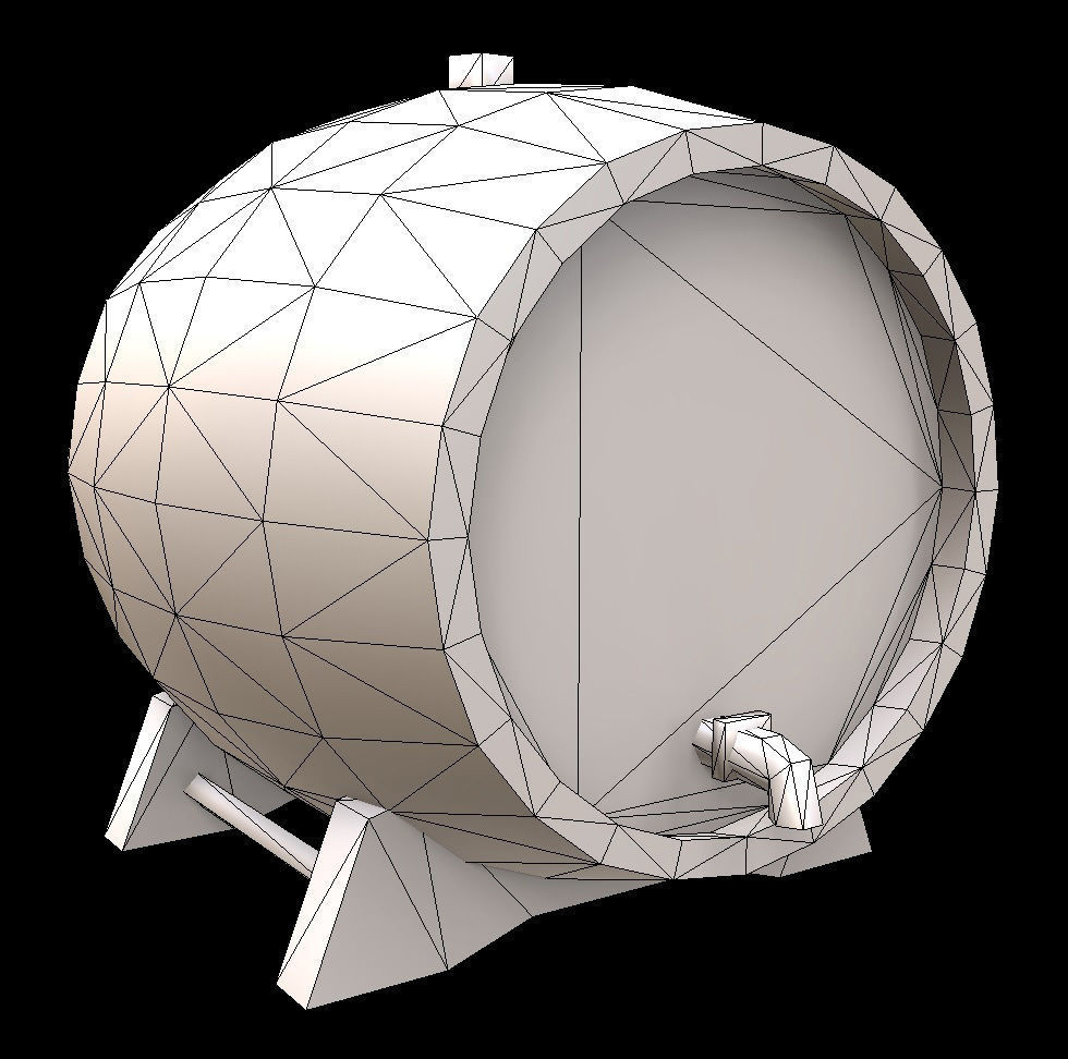 Wine Cask Low-poly 3D model_4