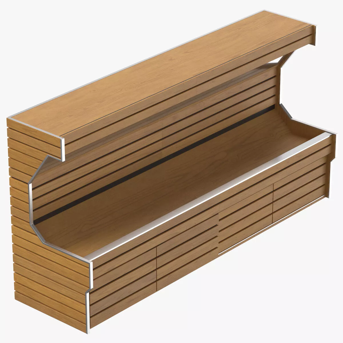 Wooden Grocery Unit Fruits And Veggies 02 3D model