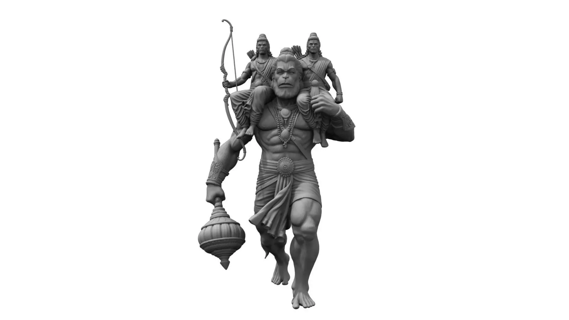 lord ram laxam hanuman statue sculpture hi poly 3D model