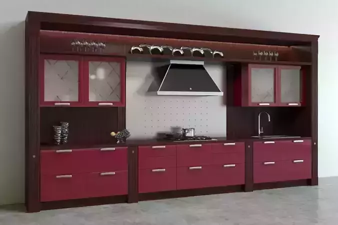 Scavolini Baccarat Kitchen Red 3D model