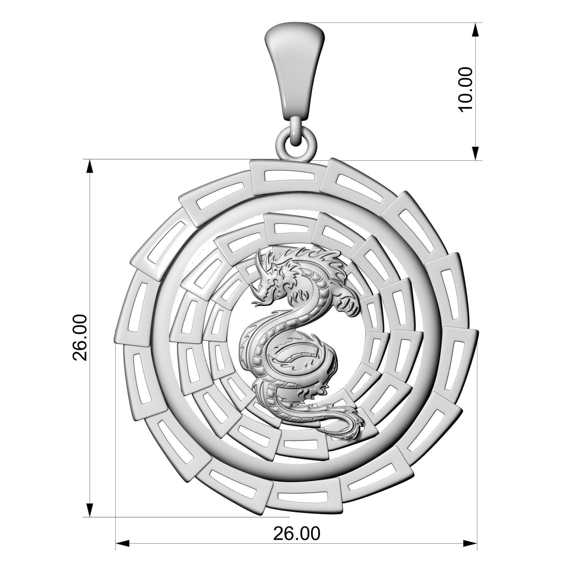 dragon pendant 3D print model_2