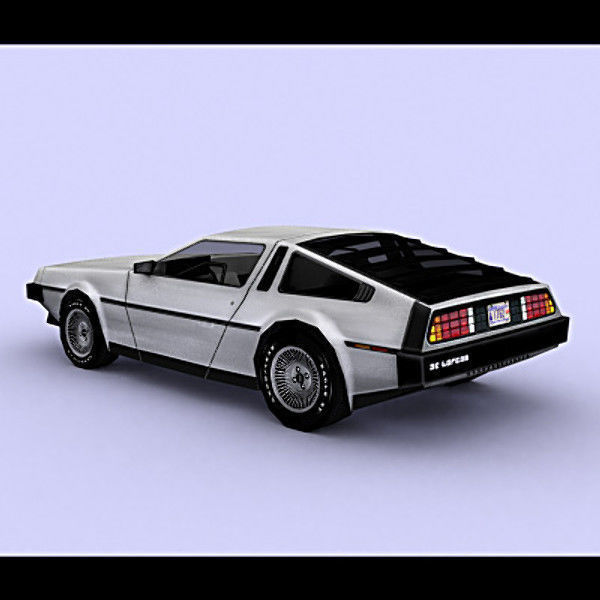 Delorean back to future car Free low-poly 3D model_1