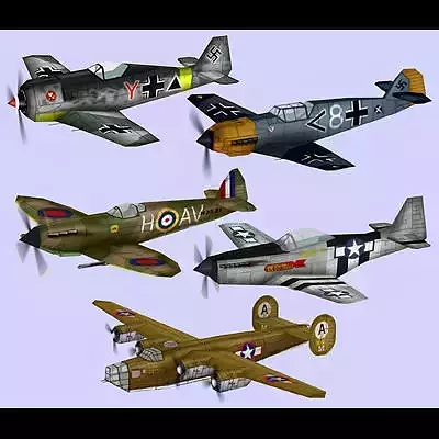 Classic World War II planes Low-poly 3D model
