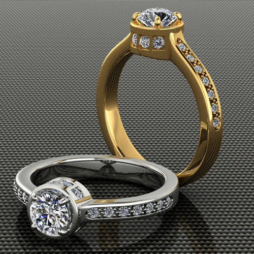 Engagement Half-Carat Diamond Ring with Accent Side Stones 3D print model