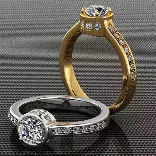 Engagement Half-Carat Diamond Ring with Accent Side Stones
