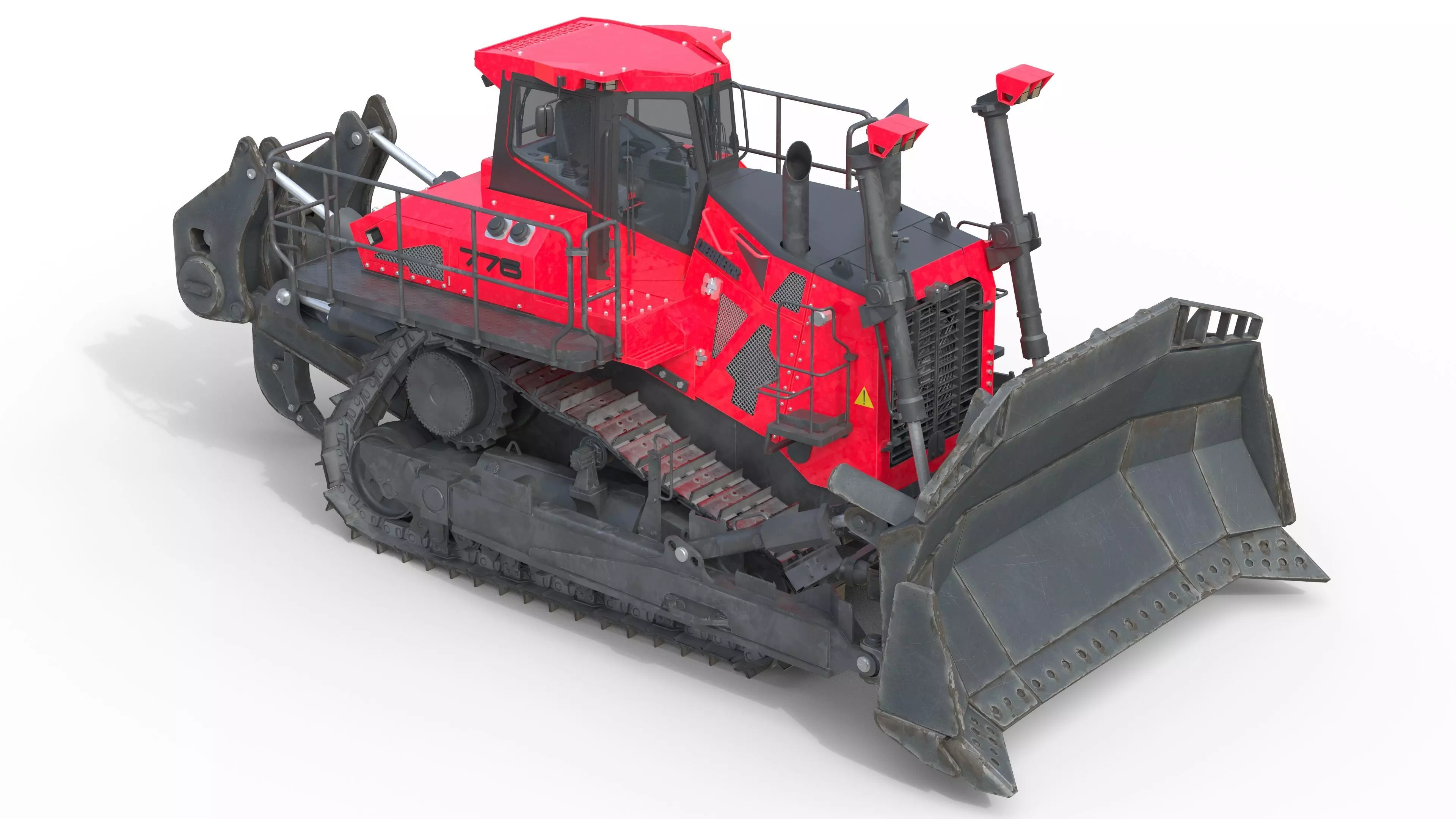 Liebherr PR776 Litronic Crawlertractor Red Low-poly 3D model