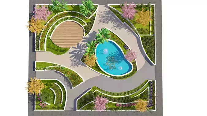 Urban Oasis 3D Model Low-poly 3D model 2
