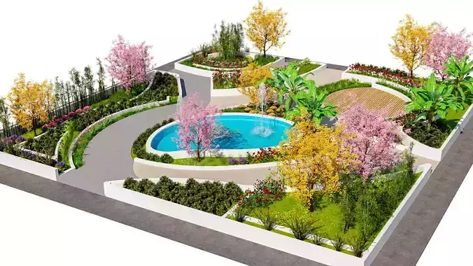 Urban Oasis 3D Model Low-poly 3D model 3