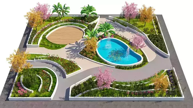 Urban Oasis 3D Model Low-poly 3D model