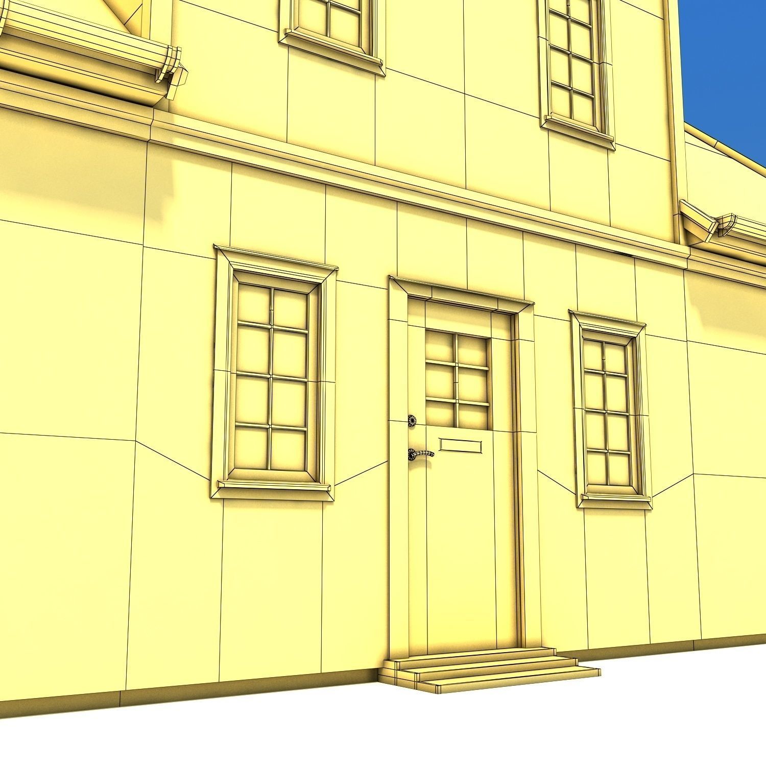 Swedish Yellow House Low-poly 3D model_8