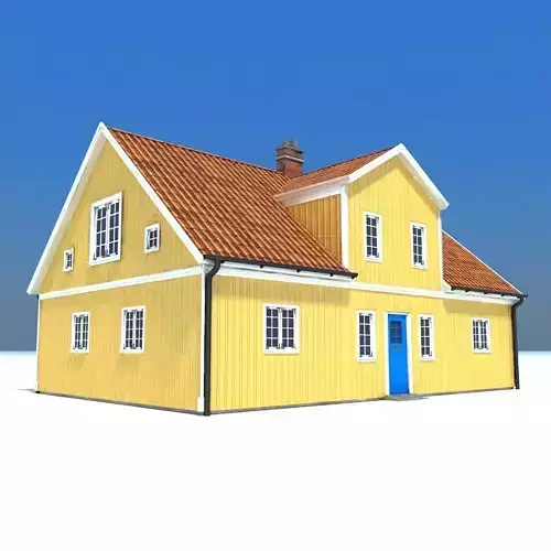 Swedish Yellow House Low-poly 3D model