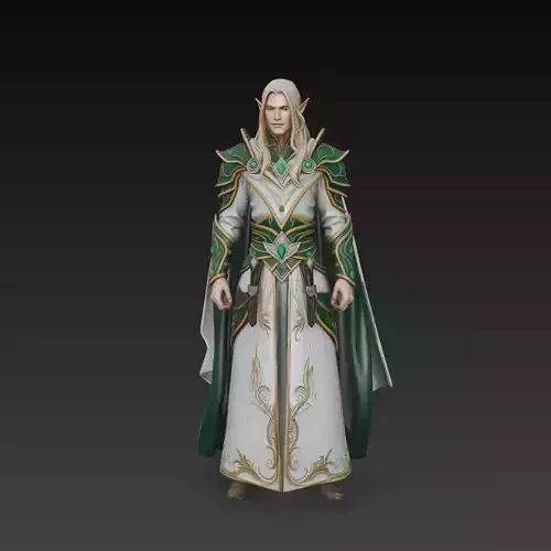 High Elf Mage Royal Fantasy Character 3D Model