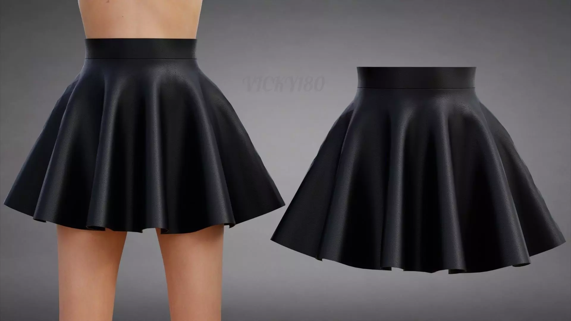 Black Leather Circle Mini Skirt Low poly Model Low-poly 3D model