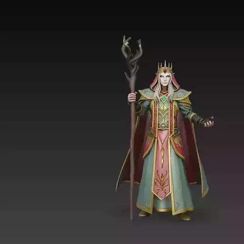 High Elf King Archmage Fantasy Character 3D Model