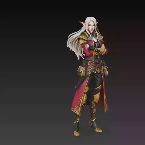 Elf Rogue Assassin Female Fantasy Character 3D Model
