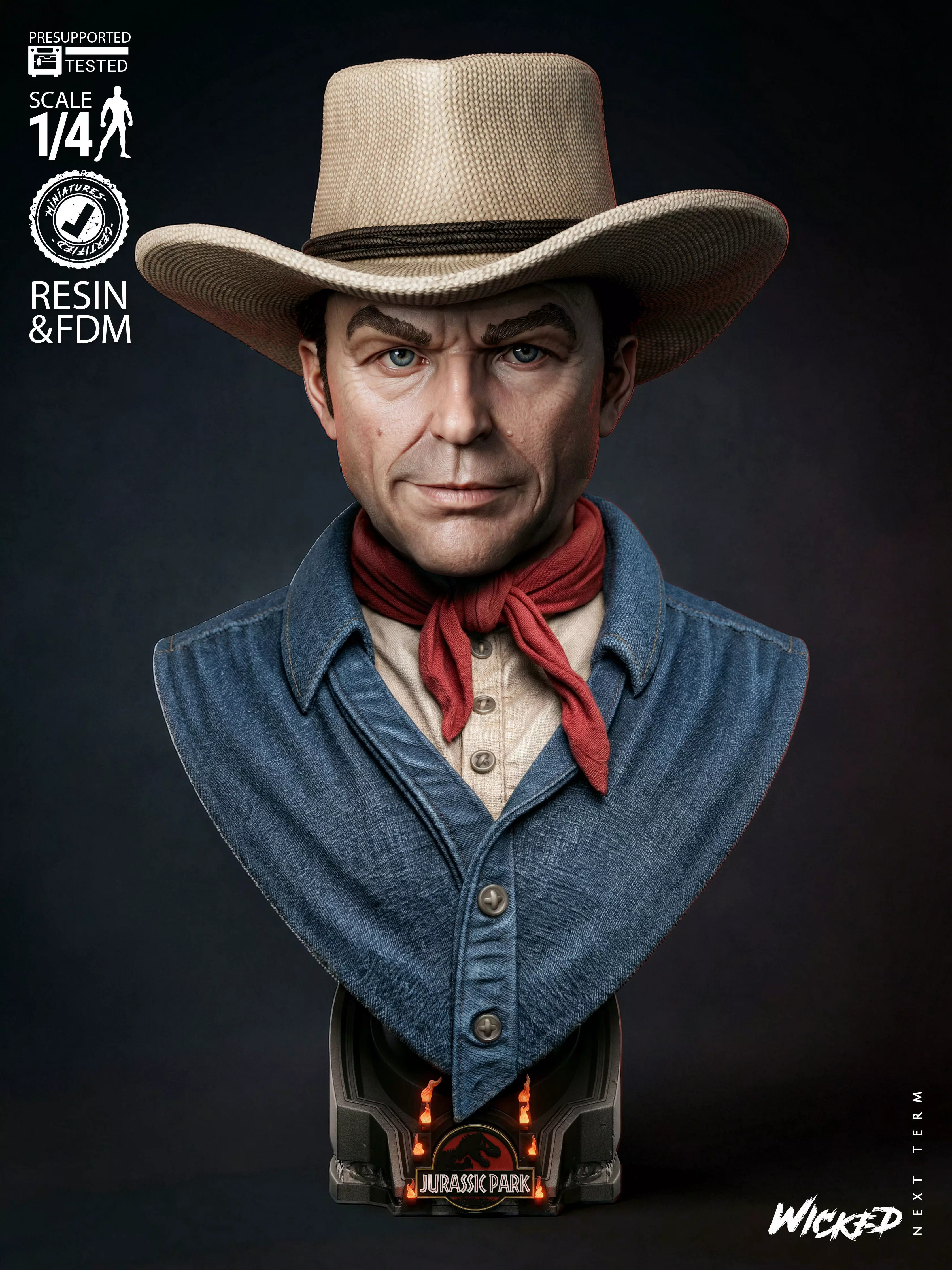 Wicked Movies Alan Grant Portrait Bust 3D print model