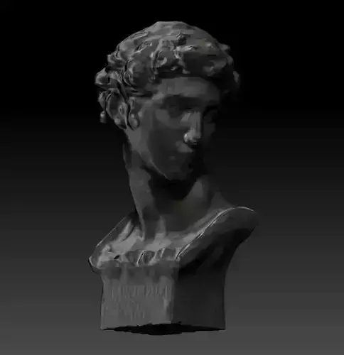 statue bust of man with curly hair