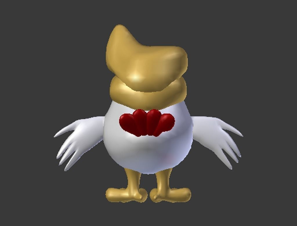 Rooster chicken with golden hat Low-poly 3D model_2