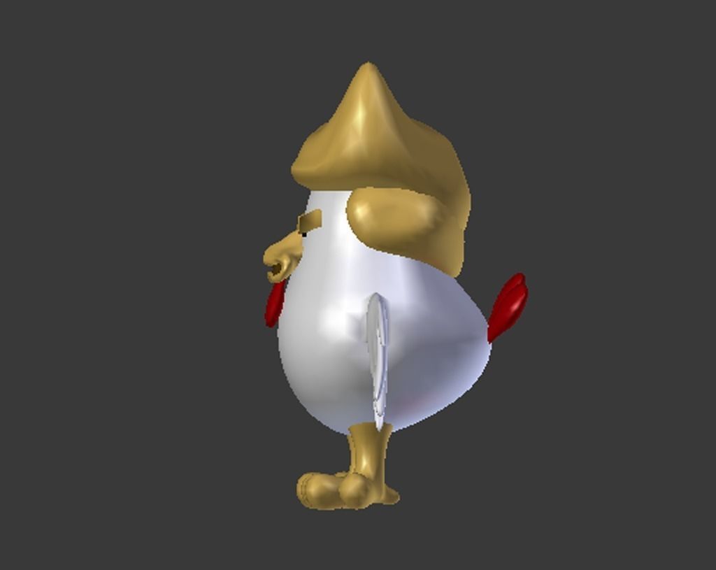 Rooster chicken with golden hat Low-poly 3D model_1