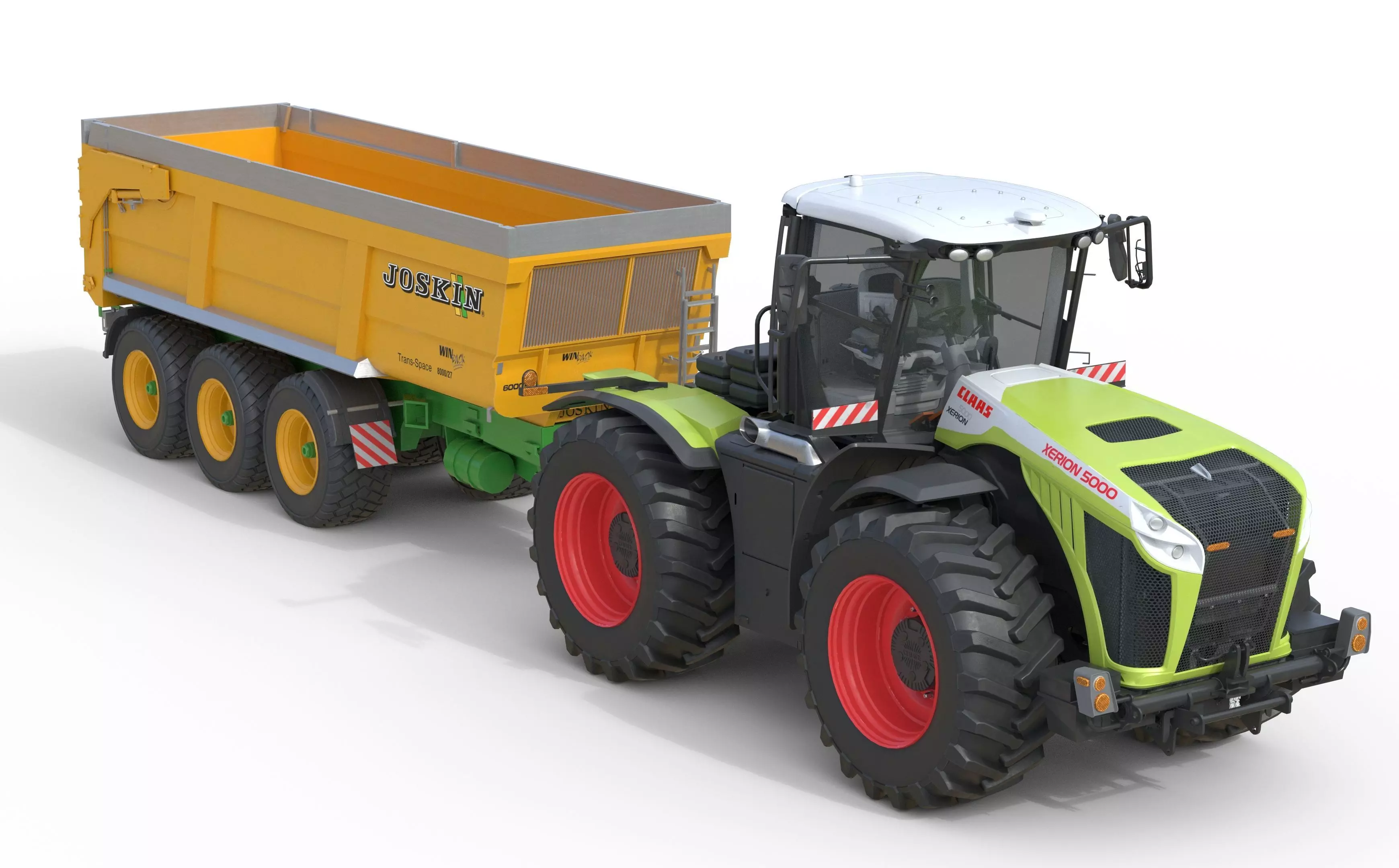 Claas Xerion 5000 Tractor and Joskin Trailer Low-poly 3D model