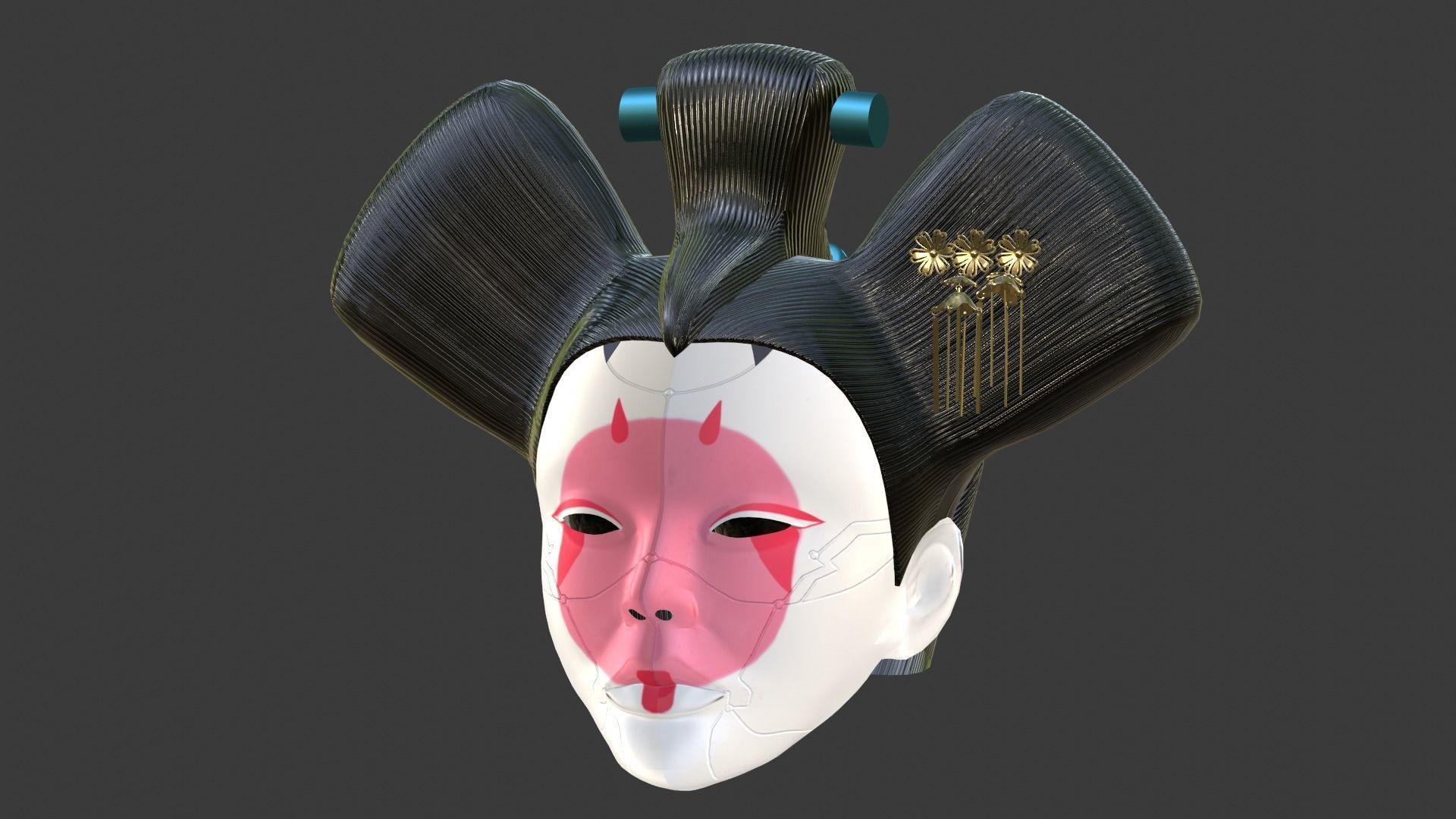 Animatronic Geisha head 3D print model_0