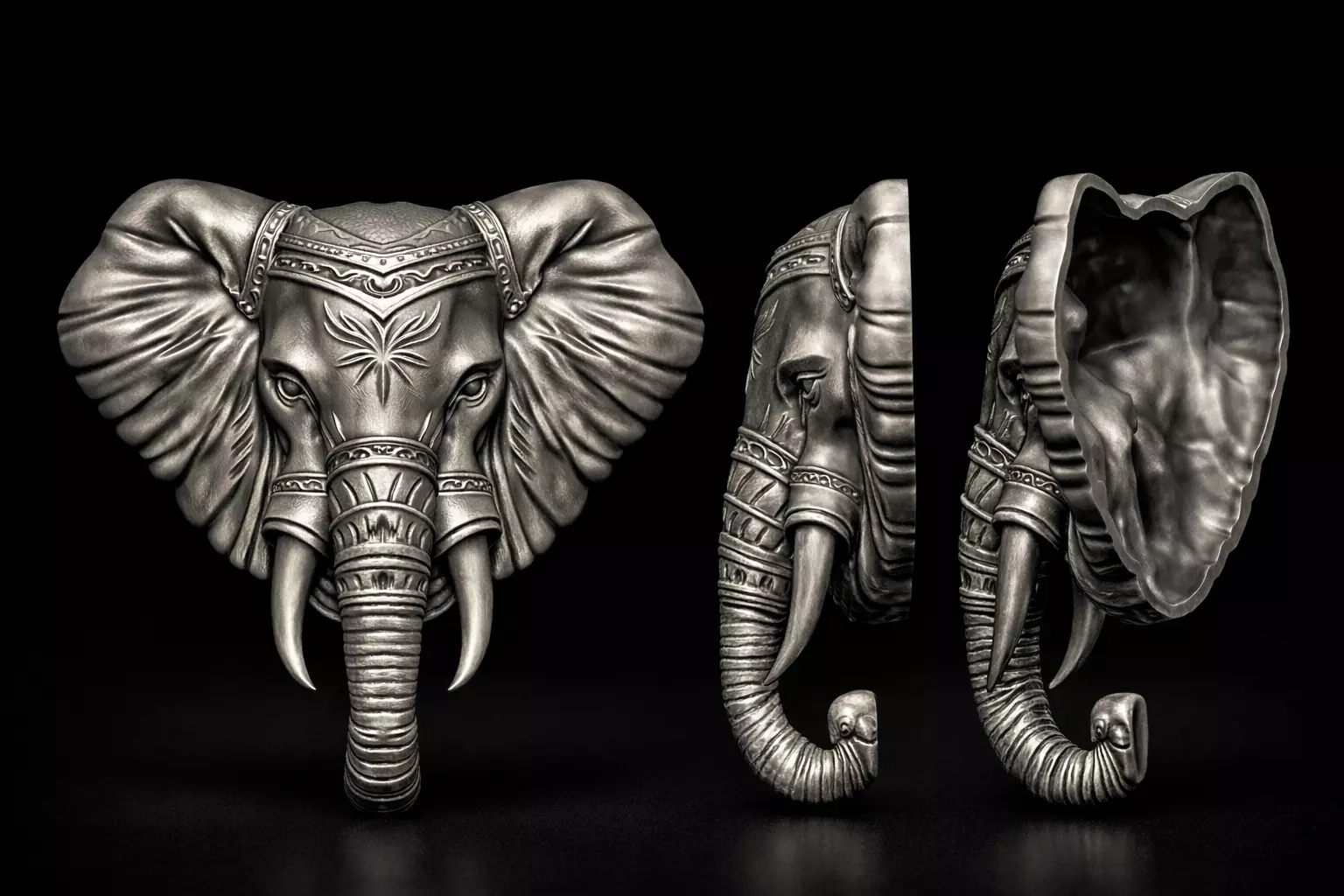 3D elephant head sculpture pendant 3D print model