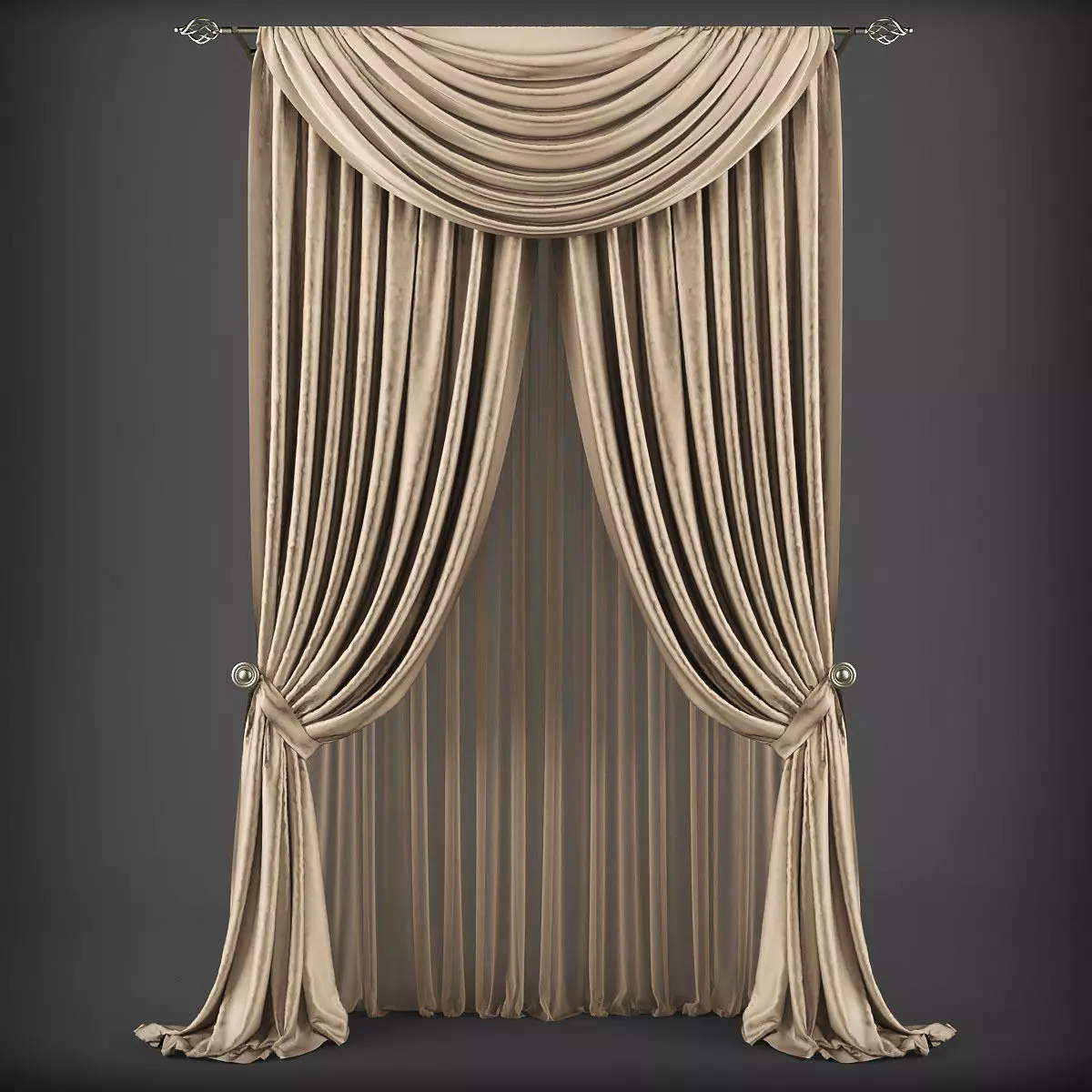 Curtain 3D model 241 Low-poly 3D model_0