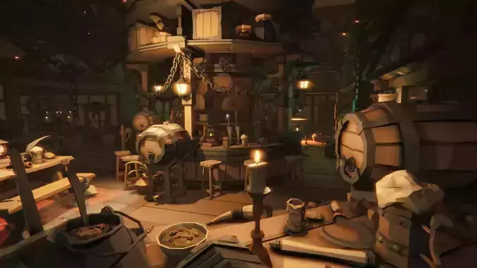 STYLIZED Fantasy Tavern and Kitchen - Low Poly 3D Art Low-poly 3D model 3