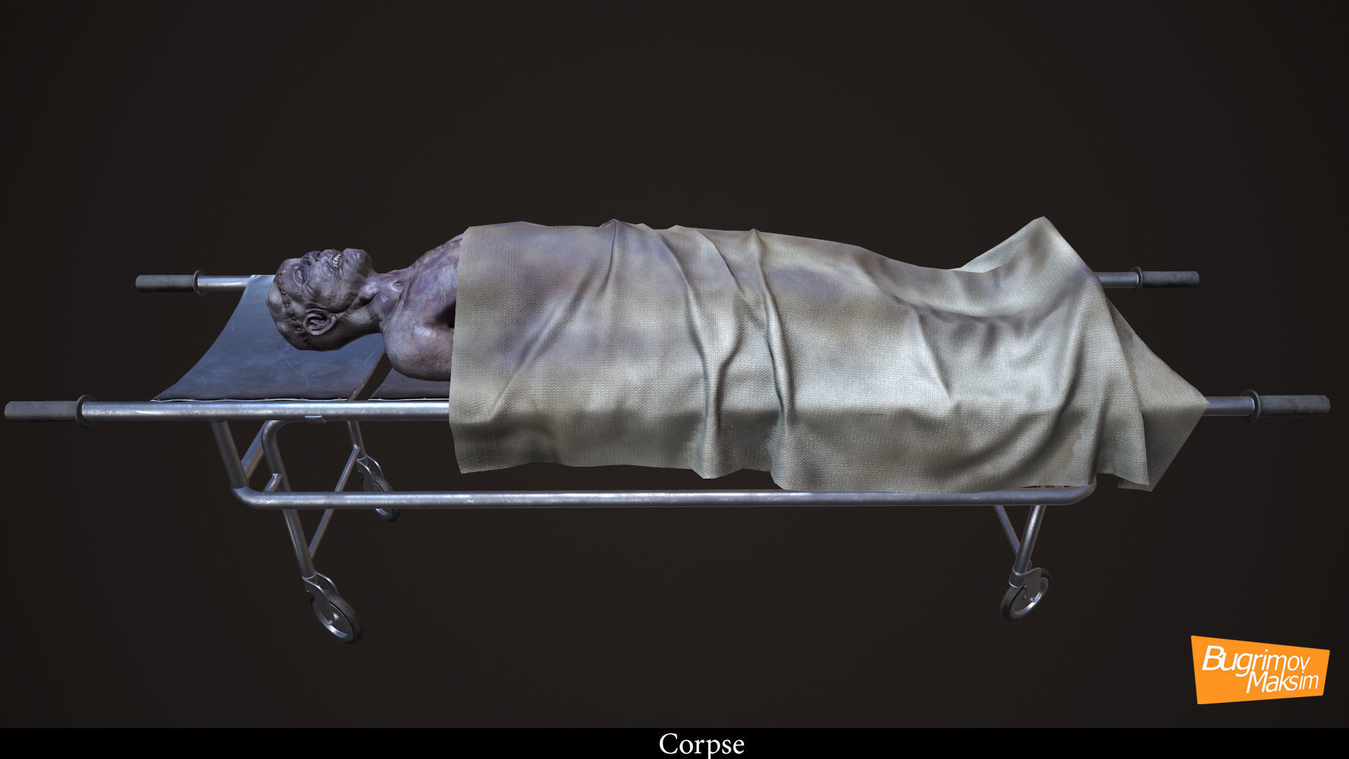 Corpse patient lying Low-poly 3D model_3